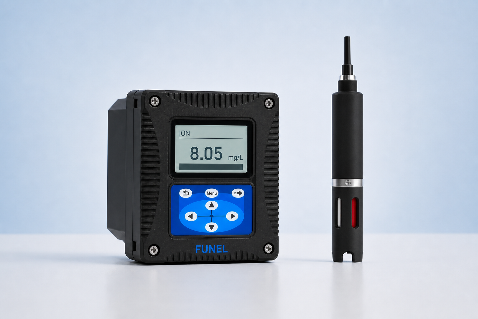 PISE-900 black FUNEL transmitter and composite ion-selective sensor with red electrode window